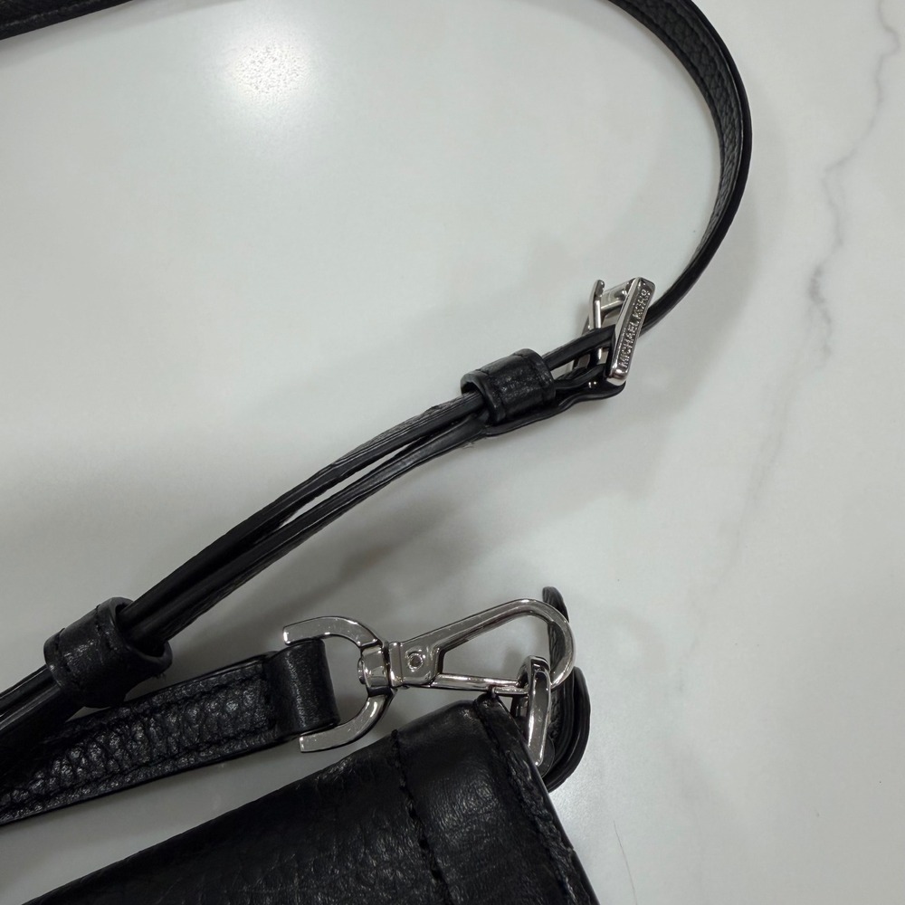 Michael Kors Black Pebbled Leather Crossbody Wallet bag Silver Hardware - Picture 8 of 11